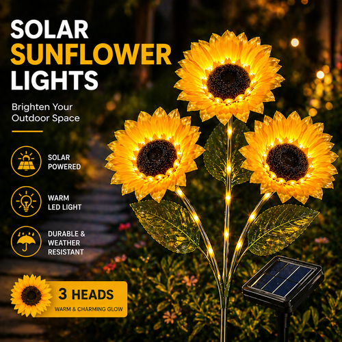 GlowBloom Solar Sunflower Stake Lights